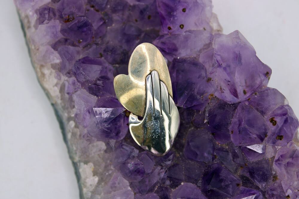 Far Fetched Sterling Silver and Brass Mixed Hand of Love Pin
